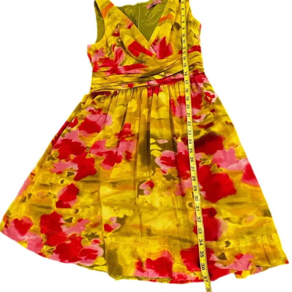 Vibrant Floral Yellow/Green and Pink Women's Sleeves Dress Eliza J Size 10